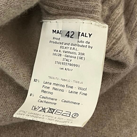 Rosso35 tan cashmere merino wool sweater neutral casual preppy quiet luxury - Picture 8 of 9